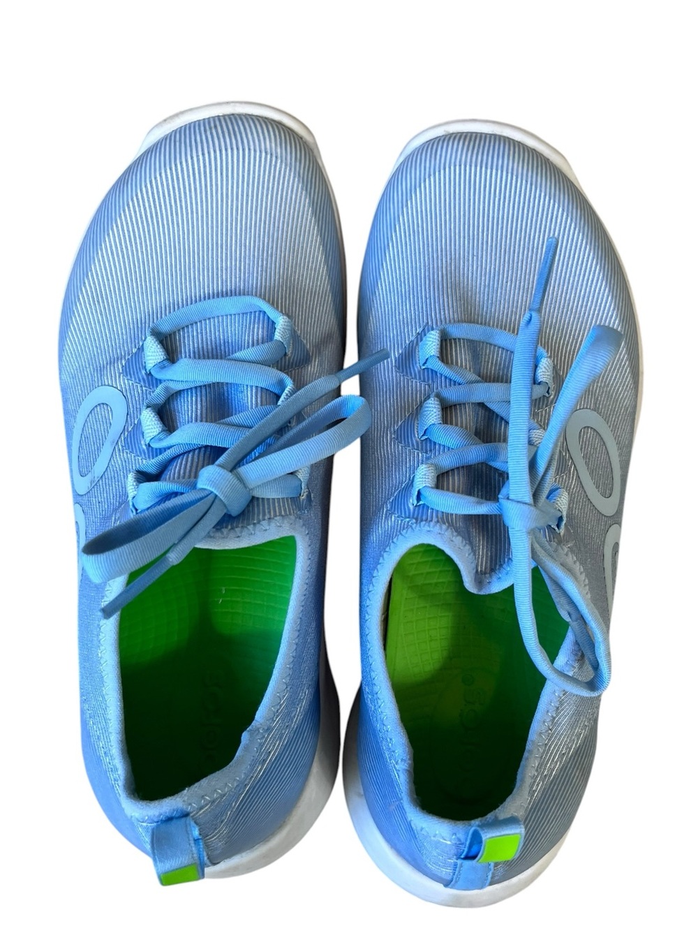 Oofos OOmg Sport LS Shoes Womens Size 8 Lace Up Recovery Sneakers Blue White - Picture 10 of 11